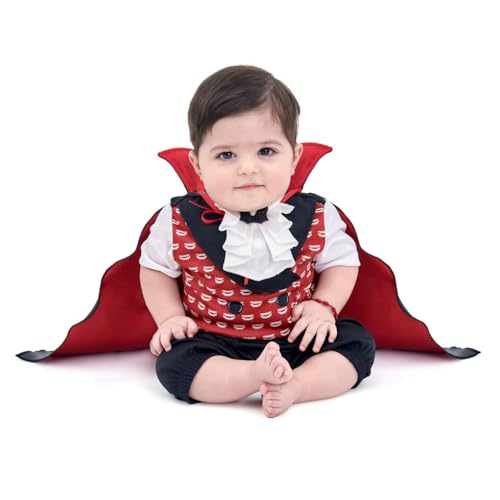 Fantasia de Drácula Bebê Baby Infantil Festas Halloween Com Capa (P(0 A 2 MESES))