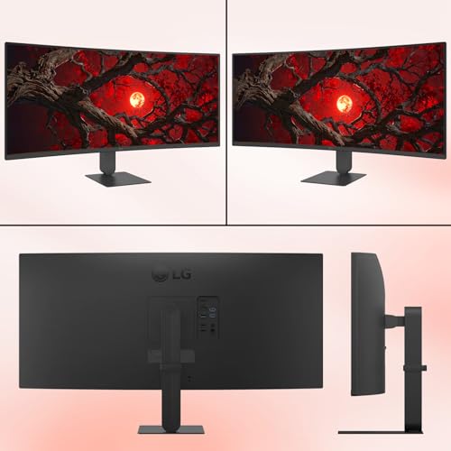 Image of LG 34 inch UltraWide Curved Monitor, WQHD (3440 x 1440) VA Display, 144Hz, 4000:1, AMD FreeSync, HDR10, Built-in KVM Switch, sRGB 99%, HDMI, Display Port, USB Type-C, Height /Tilt Adjustable Stand