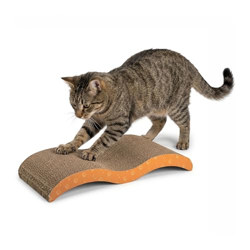 AQPET Banana Griffoir en Carton Vague pour Chats Adultes, Grands et Petits, Tapis avec grattoir en Carton et enveloppe d'herbe à Chat prête, Accessoires et...
