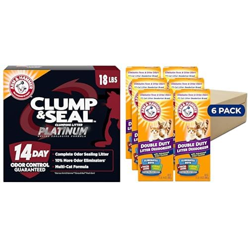 Image of Bundle of ARM & Hammer Clump & Seal Platinum Cat Litter, 18 lbs + ARM & HAMMER Cat Litter Deodorizer Double Duty, 30 oz, 6 Pack