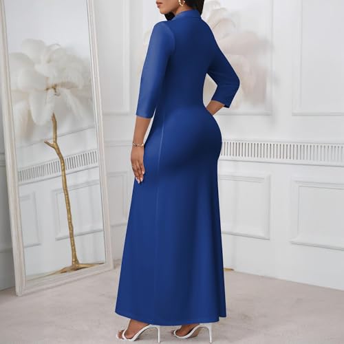 Image of PinkPatty Women's Casual 3 /4 Sleeve Polo V Neck Bodycon Maxi Dress