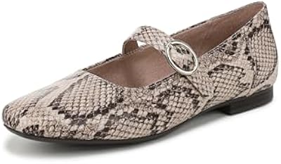 Naturalizer Women's Kelly Mary Jane Flat Beige Snake Print 9 W