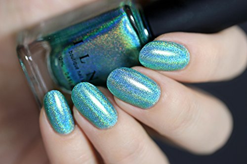 Image of ILNP Aerial View - Aquamarine Ultra Holographic Nail Polish, Chip Resistant Manicure, Long Wear Nail Lacquer, Smooth & Glossy Finish, Non-Toxic, Vegan, Cruelty Free, 12ml