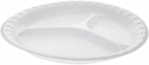 Placesetter - Vajilla de espuma satinada no laminada, plato de 3 compartimentos, 10.25 pulgadas de diámetro, blanco, 540caja