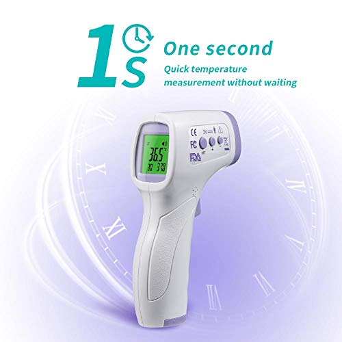 IR Infrared Digital Non-Contact Thermometer Gun with Three Color LCD Screen for Adult and Baby Forehead, Ear and Body Temperature with Fever Alarm and Memory Function