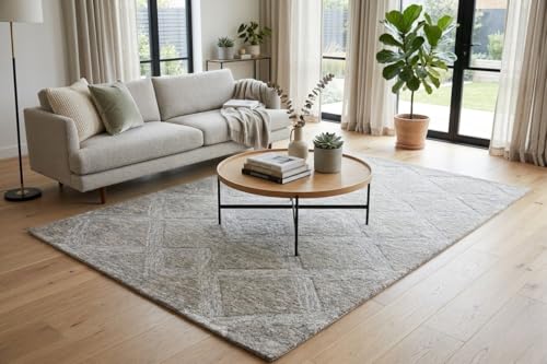 Natural Weave Hand-Tuffted Chase Textured Wool Area Rug for Bedroom,