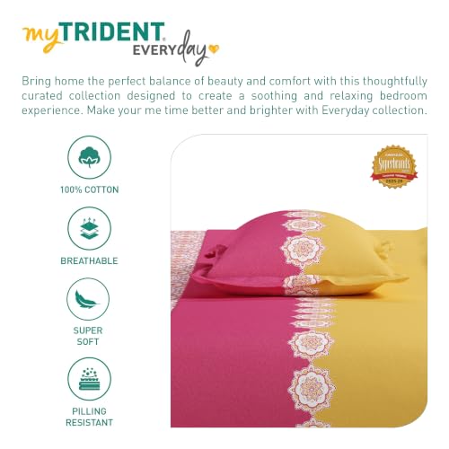 Image of Mytrident Bedsheet for Double Bed King Size |108 inch x 108 inch | Meadow Pink