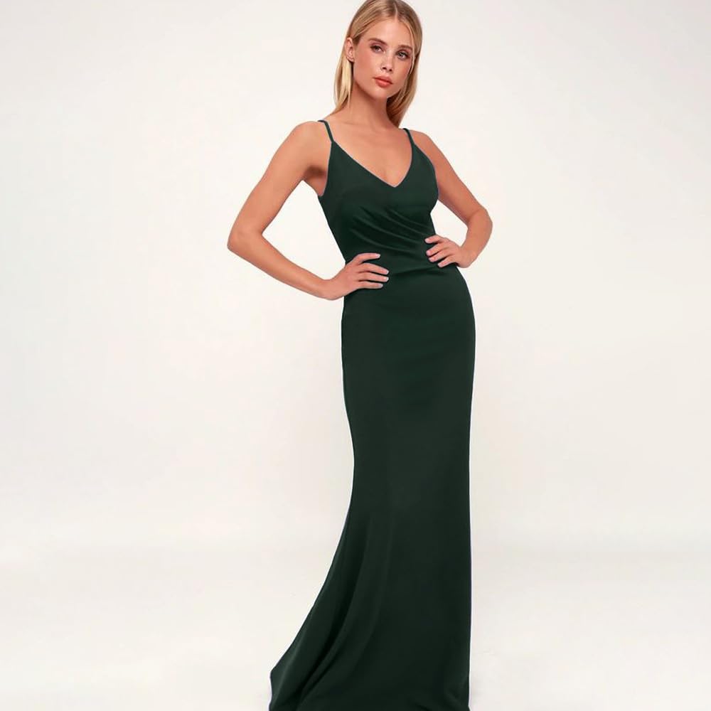 Vestido Tirantes Mujer Verano Largo Sirena Elegante Vestidos de Fiesta Coctel Noche Boda Ceremonia Formal Drapeado Escote V Vestido Vestir para Eventos Especiales