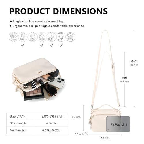 Image of Crossbody Bag,Convertible Top Handle Purse and Satchel for Women | Soft vegan leather; multi pockets; fits A5,iPad mini,long wallet; lightweight organizer for work, travel and weekends