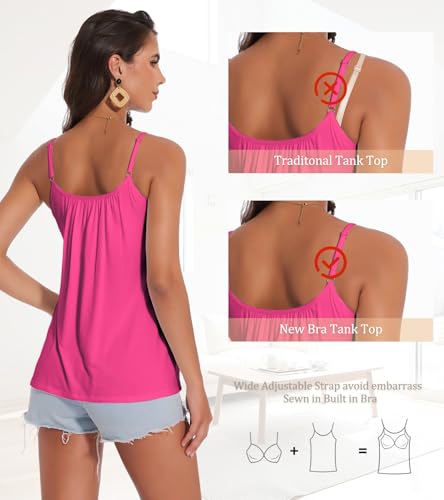 Image of Camisoles for Women with Built in Bra Adjustable Strap Tank Tops Cami Sleeveless Summer Tops for Workout Sleeping Traveling