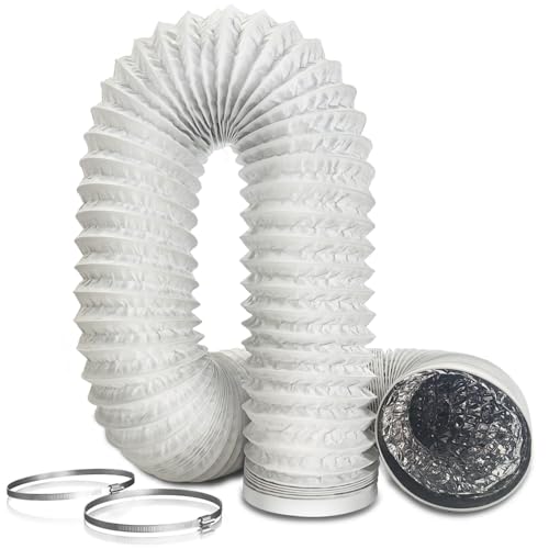 Aygrochy PVC Abluftrohr ø150mm, 6m Alurohr Flex-Schlauch Abluftschlauch mit 2 Schlauchschelle Edelstahl für Mobile Klimaanlage, Trockner,...