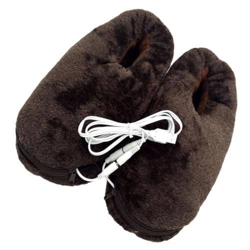 Chaussures Chauffantes USB KOMBIUDA Chausson Confortable Marron pour Télétravail et Salon