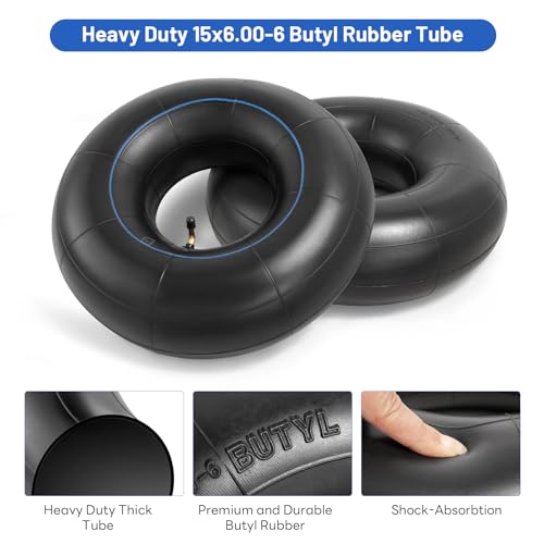 Heavy Duty 15x6.00-6 Butyl Inner Tubes with TR-87 Bent Valve Stem, Premium Replacement 6.00/6.50-6 Lawn Mower Tire Tubes Fit for Snow Blowers, Go Karts, Golf Carts, Wheelbarrows and More 2 Pcs - Image 3