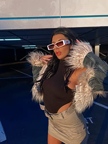 Rectangle Sunglasses for Women Men Shades Trendy Retro 90’s Vintage Narrow Square Frame UV400 Protection OS21212