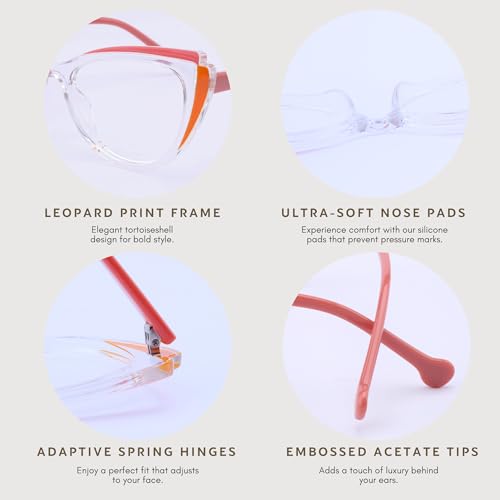 Blue Blockers Glasses for Women, Bluelight Glasses with Cat Eye Frame for Style, Comfort, Eye Strain Relief