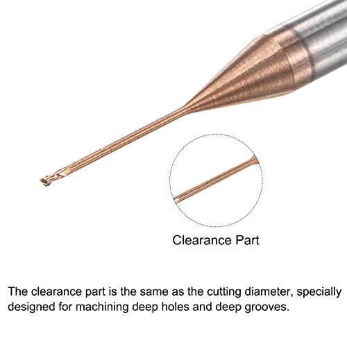 Image of uxcell Square Nose End Mill, 0.6mm Solid Carbide AlTiSin Coated Long Reach CNC Router Bits 2 Flutes Milling Cutter with Extended Neck, 10mm Cutting Length 4mm Shank