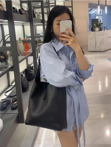 Shoulder bag, Genuine Leather Underarm Bag Bucket Crossbody Large Capacity Bag(Black)4