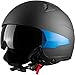 Produktbild Westt Jethelm Motorradhelm Herren Damen mit Visier getönt Mopedhelm Halbschalenhelm Chopper Helm Retro Stil Mofa Helm Motorrad, matt schwarz, ECE DOT Zertifiziert (M (55-56 cm), Schwarz)