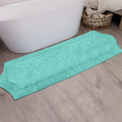 Home Weavers Waterford Collection 100% Cotton Tufted Bath Rug, Extra Soft and Absorbent Bath Rugs, Non-Slip Bath Mats, Machine Washable Bath Mats for Bathroom, 22"x60" Runner, Turquoise