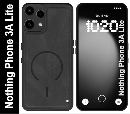 Image of SBMS Back Cover for Nothing Phone 3A Lite | Ultra Slim Soft Rubberised Hard Case | Oil Feel Soft Leather Back | Mag-Safe Design (Mag-Safe Not Support) | Camera Protection Case For Noth 3A Lite (Black)