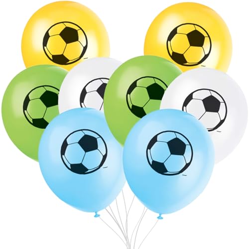 Bold Multicolor 3D Soccer Latex Balloons - 12