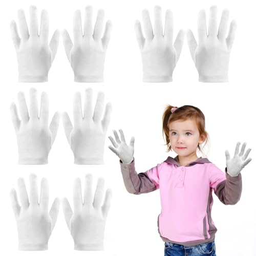 Feuchtigkeitsspendende Handschuhe Kinder, 4-Paare waschbare und wiederverwendbare Baumwolle feuchtigkeitsspendende Handschuhe für trockene Hände Ekzem über Nacht für Kinder 3-5 Jahre
