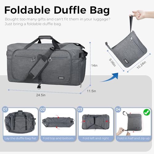 Image of Fmeida 65L Duffle Bag Foldable Travel Duffel Bags for Men Women Travel Bag | Shoes Compartment, 65L Large Capacity, Foldable, Packable, Water Repellent, Tear Resistant, for Traveling Gym Overnight Camp