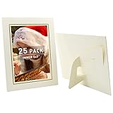 Golden State Art, Pack Of 25, 5X7 Paper Picture Frames With Easel, Paper Photo Frame Cards, Diy Cardboard Photo Frame (Ivory With Gold Lining)