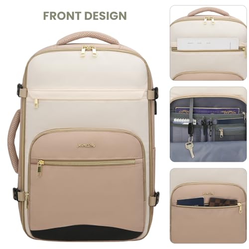 Image of YAMTION 40L Large Travel Backpack for Women,Carry On Luggage with 4 Packing Cubes, Airline Approved Weekender Backpack for Personal Items fits 17 Inch Laptop