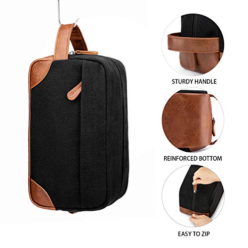 Vorspack-Toiletry-Bag-Hanging-Dopp-Kit-for-Men-Water-Resistant-Canvas-Shaving-Bag-with-Large-Capacity-for-Travel-Black