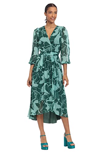 Donna Morgan Women's Dresses 3/4 Sleeve Wrap Midi Dress at Amazon Women's  Clothing store