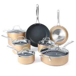 Martha Stewart 12 Piece Heavy Gauge Aluminum Hard Anodized Premium Nonstick Cookware Set Induction Safe Copper wBlack Interior