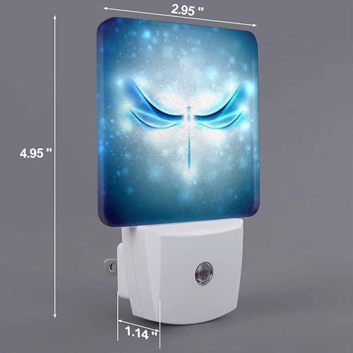 Image of LED Night Light,Shiny Abstract Dragonfly LED Night Light Plug into Wall with Dusk to Dawn Light Sensor White Energy Efficient Nightlight for Bedroom Bathroom Hallway Living Room Kitchen