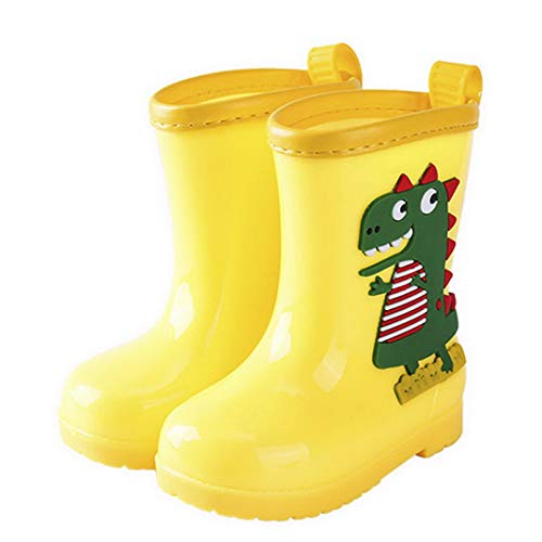 AOOPOO Unisex Casuale Botas de Lluvia de Cartoon Dinosaurio Adorable para Niños Niñas, Antideslizante Botas de Lluvia Cómoda para 4 Estaciones, Dinosaurio Zapatos de Agua Duraderos (Amarillo, 29 EU)