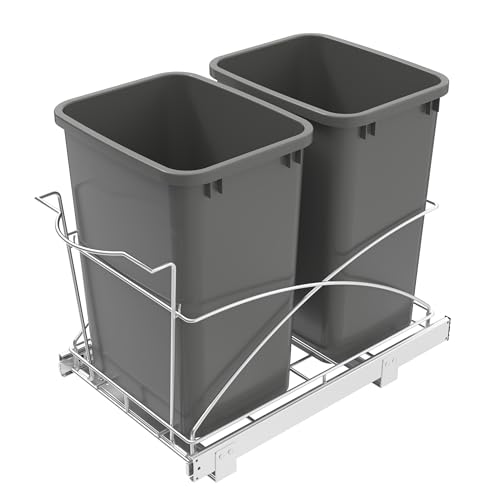 Image of Pull Out Trash Can Under Cabinet 35QT Capacity 14 inch Wx22 D, Gray