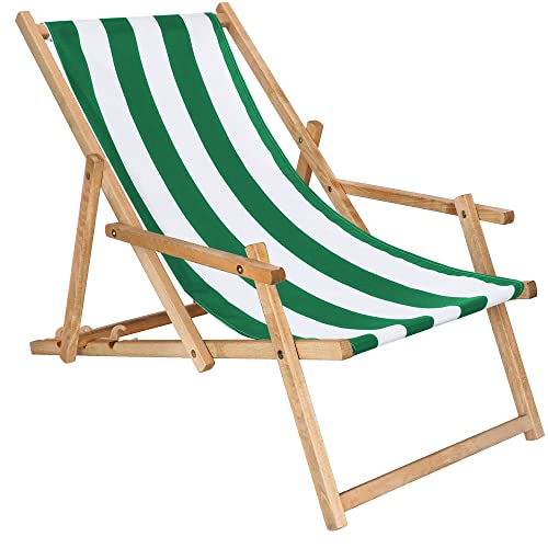SPRINGOS Tumbona de Madera con reposabrazos Tumbona Plegable para jardín balcón armazón impregnado