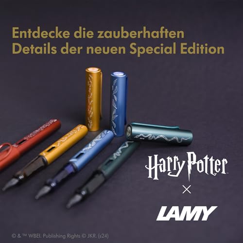Image of Lamy AL-star Harry Potter Slytherin Fountain Pen - Special Edition Fountain Pen with Engraving of the House - Steel Nib in Line Width M - Lightweight Aluminium Housing - Includes T10 Blue Ink