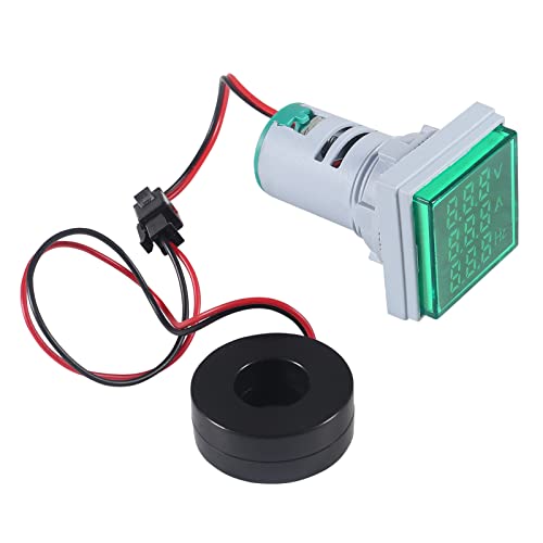 Image of 2PCS 3 in 1 Digital Voltmeter Ammeter Frequency Indicator AC 60-500V 0-100A 20-75Hz 22mm Square Head Multifunction LED Amp Meter Voltage Detector with CT (Green)