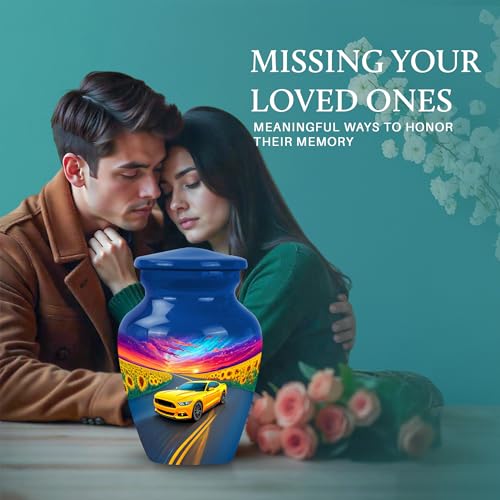 Image of Car Urn - Decorative Urn - 3 Inch - Pack of 4 - Unique Urns for Human Ashes - Memorial Urns for Male & Female - Keep Sake for Ashes