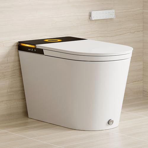 Inodoro inteligente HOROW X70 con bidé integrado, apertura y cierre automático, descarga automática, escudo de espuma, altura ADA, asiento alargado y calefactado, agua tibia instantánea, descarga sin energía miniatura 1