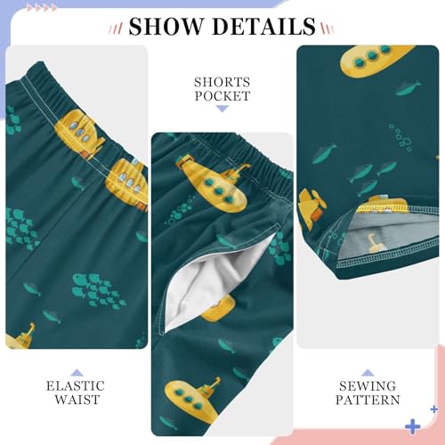 ZZXXB Submarine and Fish Boys Long Pants Soft Trousers Elastic Waist Kids Lounge Bottoms with Pockets S-XL4