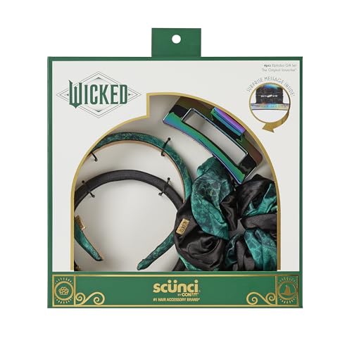 Cadeaux pour elle accessoires cheveux filles | Pack Scunci Wicked Glinda