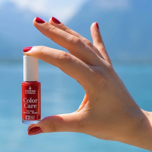 PODERM - TEEBAUM-NAGELLACK COLOR CARE Allurarot - verbessert das Aussehen für die gelbe oder brüchige Nägel - 2 IN 1… – Bild 5