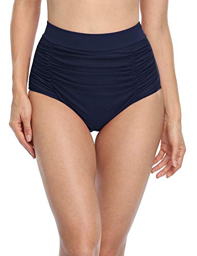 Mycoco Women's High Waisted Bikini Bottom Bathing Suit Shorts Shirred Swim Bottom