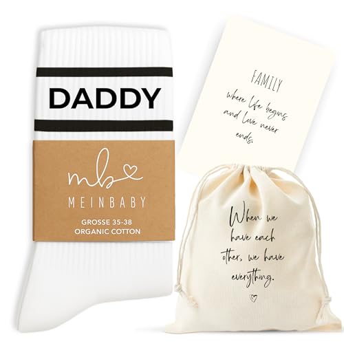 MeinBaby123® Geschenk zur Geburt Schwangerschaft, Baby Socken, Mama Socken, Papa Socken, Mommy Daddy Baby Socken, Geschenk Eltern, Babyparty