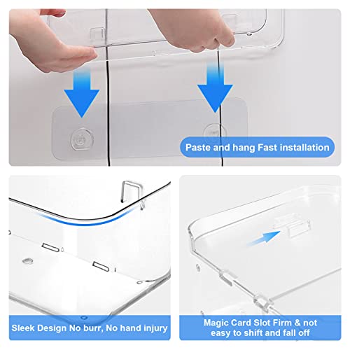 Diesisa 2ZWL-L Acrylic Wall Mounted Shower Caddy, Clear, 12.4 Inch X 3.42 Inch X 3.26 Inch Acrylic Shelf, No Drilling Hang Walls Adhesive Shelf, Acrylic Bathroom Shelves thumb #5