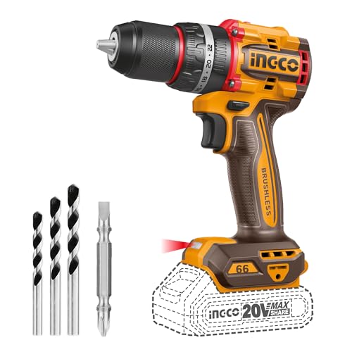 Image of INGCO Compact Brushless Cordless Impact Drill, 30000 bpm, 66 Nm, Metal chuck LED