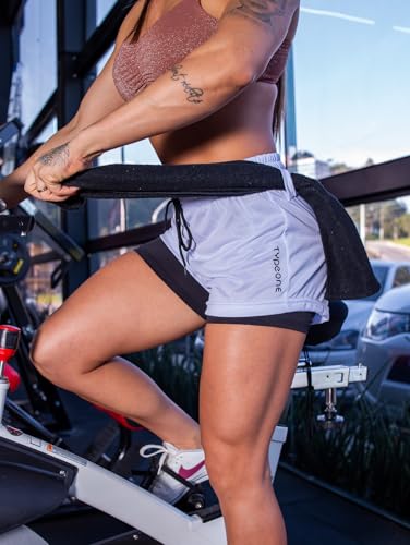 Kit 3 Shorts 2 em 1 Duplo Feminino Fitness com Bolso oculto para celular para Academia caminhada tre