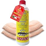 Pearson Pure Huile De Foie De Morue Vétérinaire pour Chiens, Chats, Chevaux et autres animaux. Poil brillant et Sain, Source de Vitamines et Oméga 3. Flacon de 500 ml.