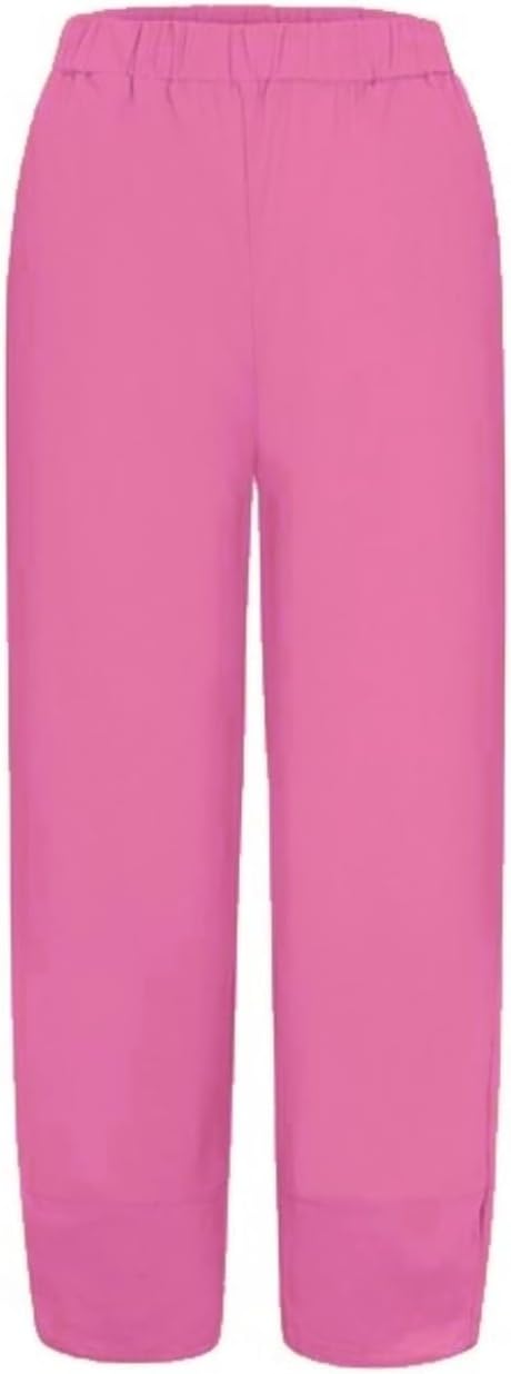 Capris Pants for Womens Cotton Linen Wide Leg Plus Size Cropped Pants Print Comfy Elastic Waist Sweatpants - Image 3